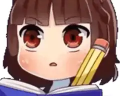 Crying anime girl with pencil