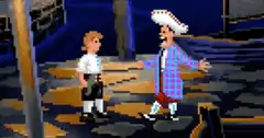 pixel art chef talking to boy