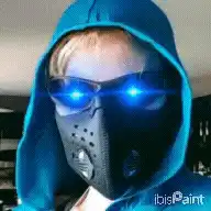 blue hoodie glowing eyes
