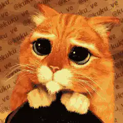 Sad orange cat with big eyes