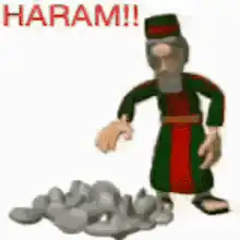 Old man throwing stones HARAM