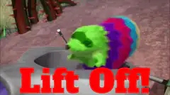 Rainbow hedgehog rocket lift off