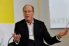 Larry Fink speaking at a conference