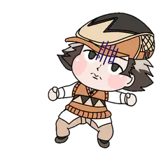 Chibi character with hat and blush