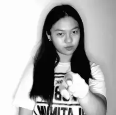 Girl pointing and making hand gestures
