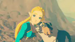Zelda and Link hugging