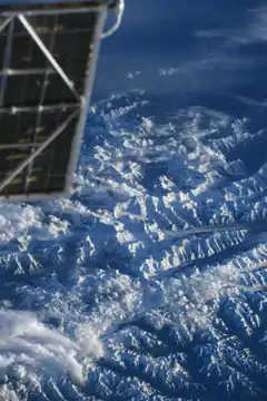 snowy mountains from space