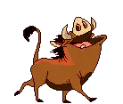 Pumbaa laughing and walking
