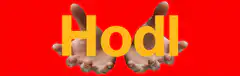 Hodl hands on red background