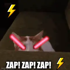 Cat with laser eyes zapping