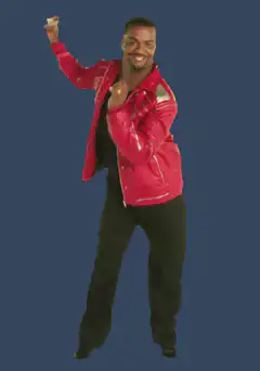Man in red jacket dancing