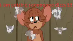 Jerry the mouse dizzy with tiny flying mice