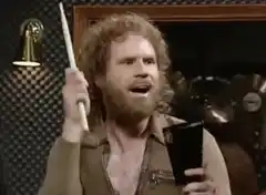Zach Galifianakis drumming with a cup