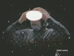 Man with glowing ring around head