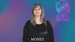 Woman signing money in ASL