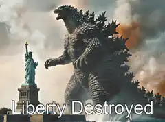 Godzilla destroys Statue of Liberty