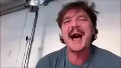 Pedro Pascal laughing then facepalming