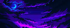 pixel art night sky clouds