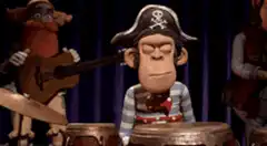 Bored pirate monkey drummer