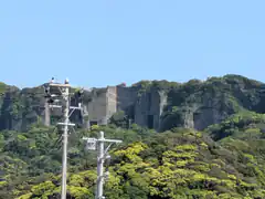 Concrete ruins on a forested hill