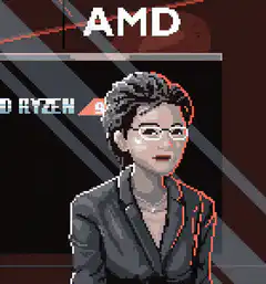 Lisa Su AMD Ryzen 9 pixel art explosion