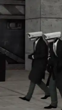 Cameraman and Plumberman walking and holding plunger