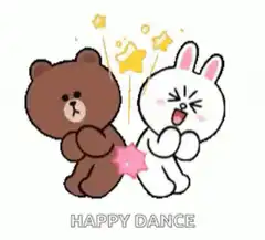 Brown and Cony happy dance
