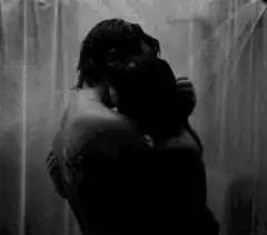 couple kissing in shower