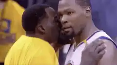 Draymond Green kisses Kevin Durant