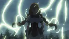 anime girl with glowing lightning aura