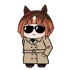 Chibi horse girl in trench coat and sunglasses