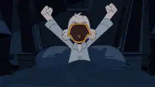Scrooge McDuck screaming in bed