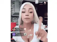 Blonde woman dancing on live stream