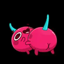 pink monster kissing its own butt