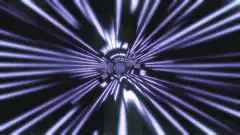 Purple light tunnel warp effect
