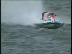 Speedboat jumps and flips