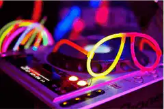 glow stick glasses on turntable