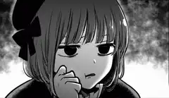 anime girl glare with text