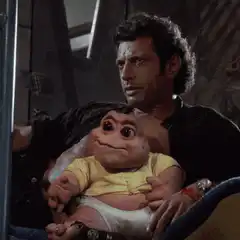 Jeff Goldblum holding E.T.