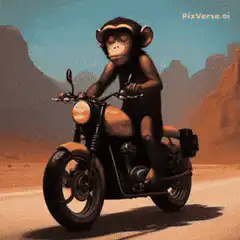 Monkey transforms into Ghostface on motorcycle
