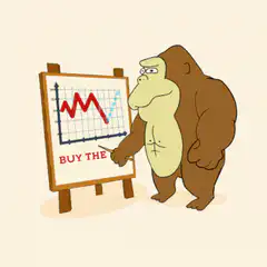 Gorilla presenting buy the dip chart