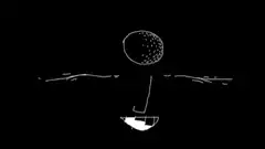 Stick figure with large head and body parts