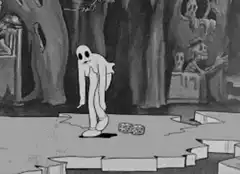 Ghost steps on dice in haunted house