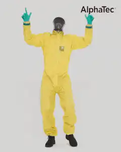 Person in yellow hazmat suit dancing