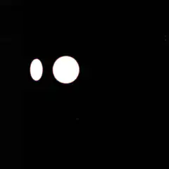 Two white circles on black background