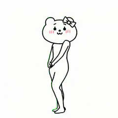 shy bear character blushing