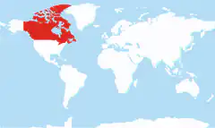 Canada highlighted on world map