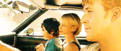 Family driving in a car