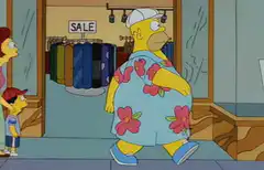Homer Simpson in a floral dress
