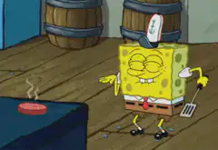SpongeBob cooking with spatula